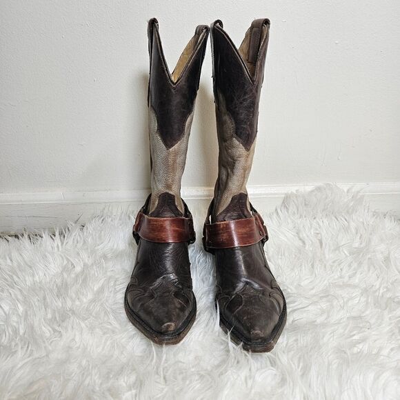 Stetson Ladies Jade Washed Wing Brown and Gray Boots Size 6.5 Chunky - Picture 2 of 9